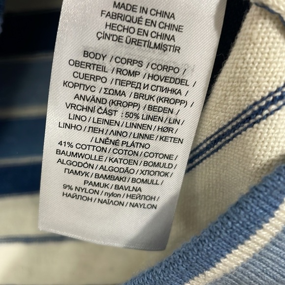 NEW Lauren Ralph Lauren Womens XL Striped Off-The-Should Multi color Crop H692 - Picture 6 of 8